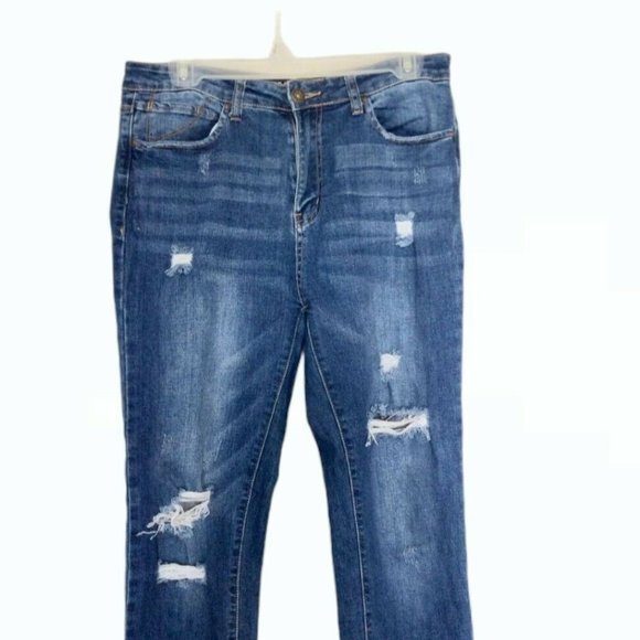 Wax Jeans Size 13 Distressed Skinny Blue Denim Pants Frayed Release hem Womens - Picture 2 of 12